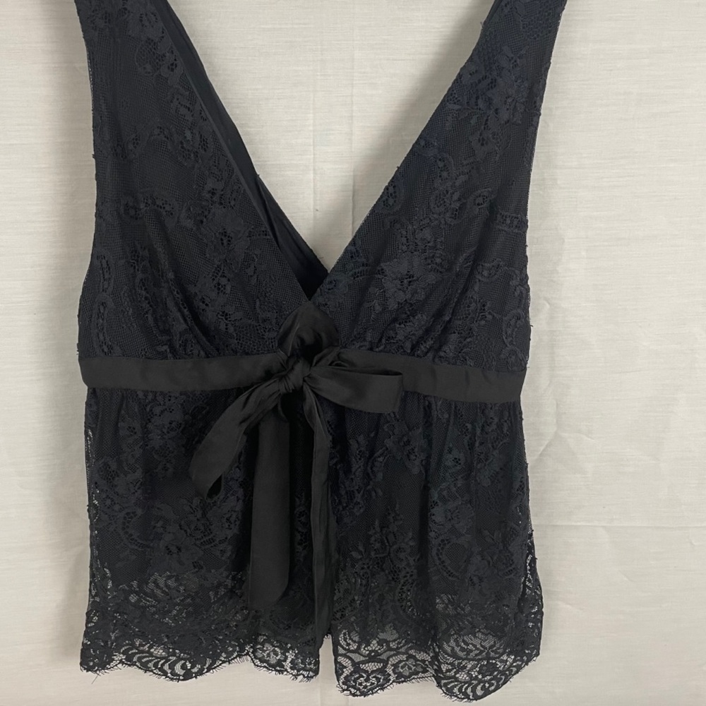 Free People lace v-neck loose fit black blouse women’s Size Small - Picture 13 of 14